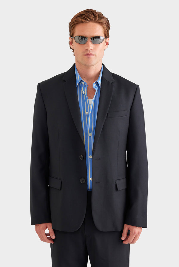 Tailored Wool Suit Jacket - Black