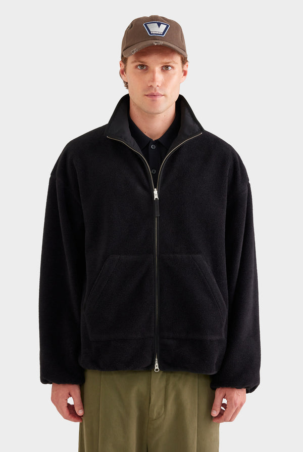 Reversible Fleece Zip Through Jacket - Black