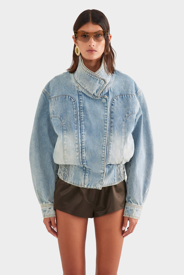 Panelled Denim Jacket - Light Vintage Wash