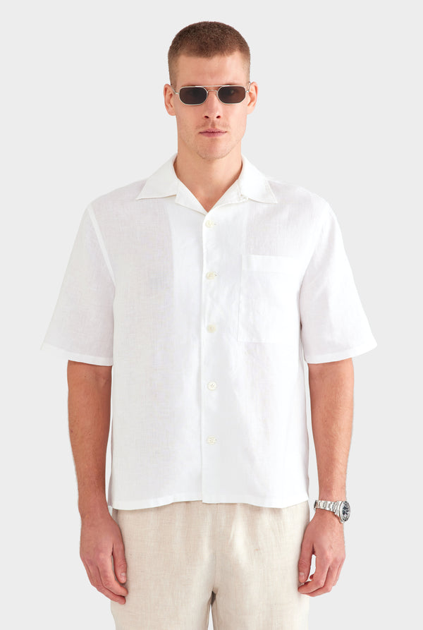 Linen Camp Collar Shirt - White