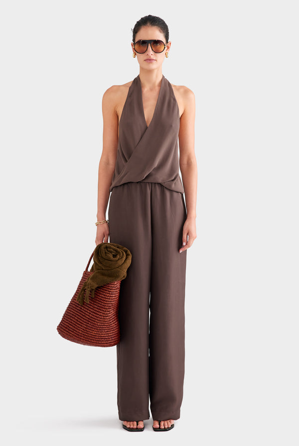 Silk Relaxed Pant - Chocolate