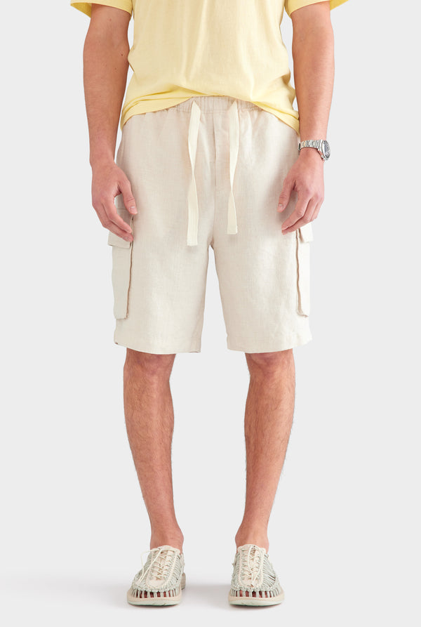 Relaxed Linen Cargo Short - Sand