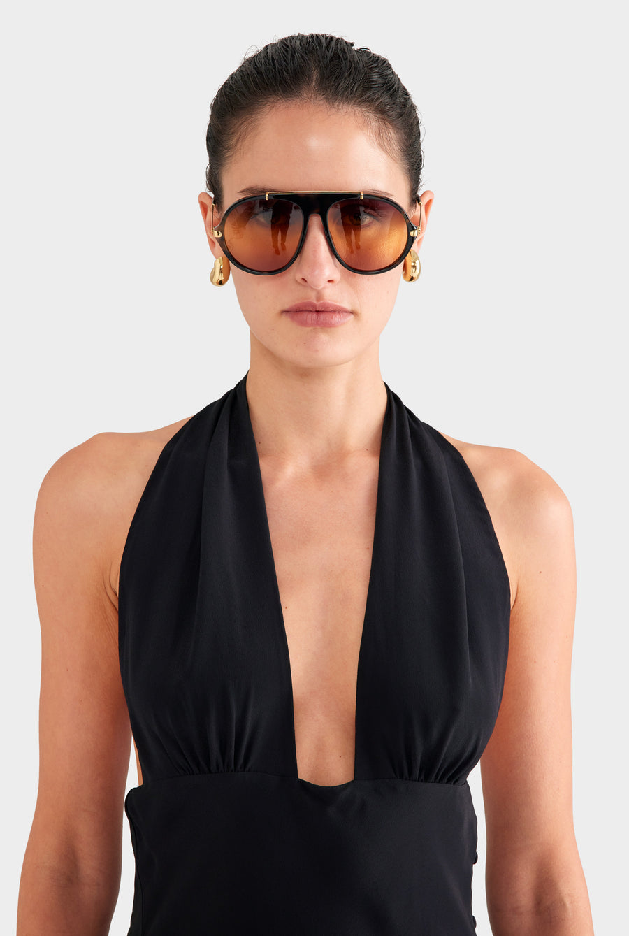 Halter Tie Mini Dress - Black