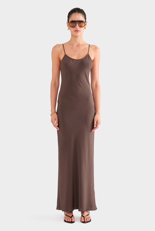 Silk Slip Dress - Chocolate
