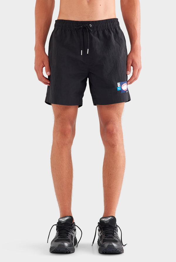 Nylon Swim Short - Black/Multi Patch