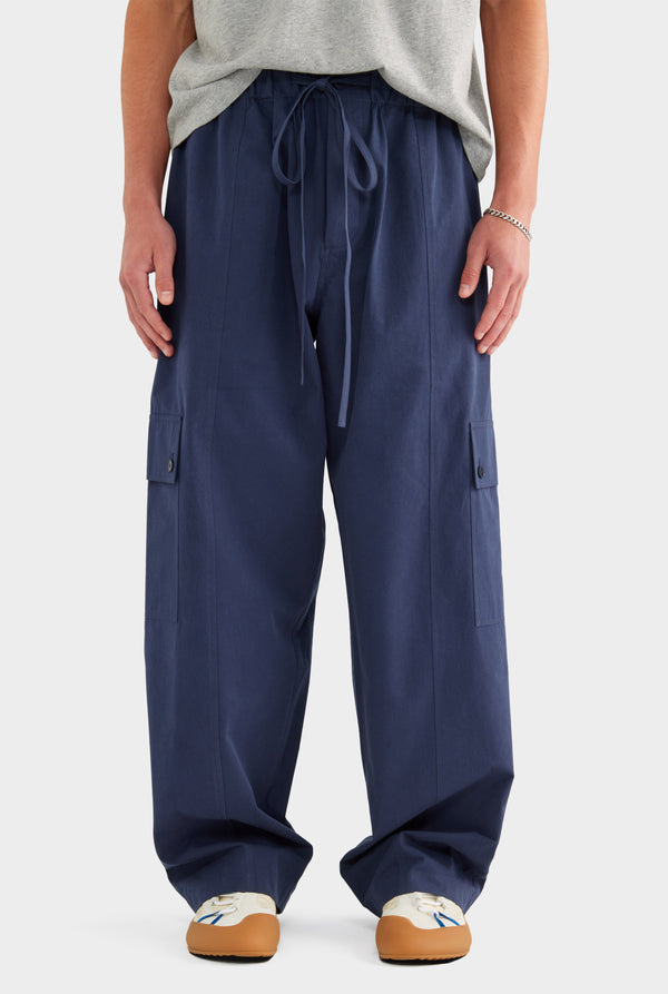 Paper Poplin Baggy Pant - Navy - XS