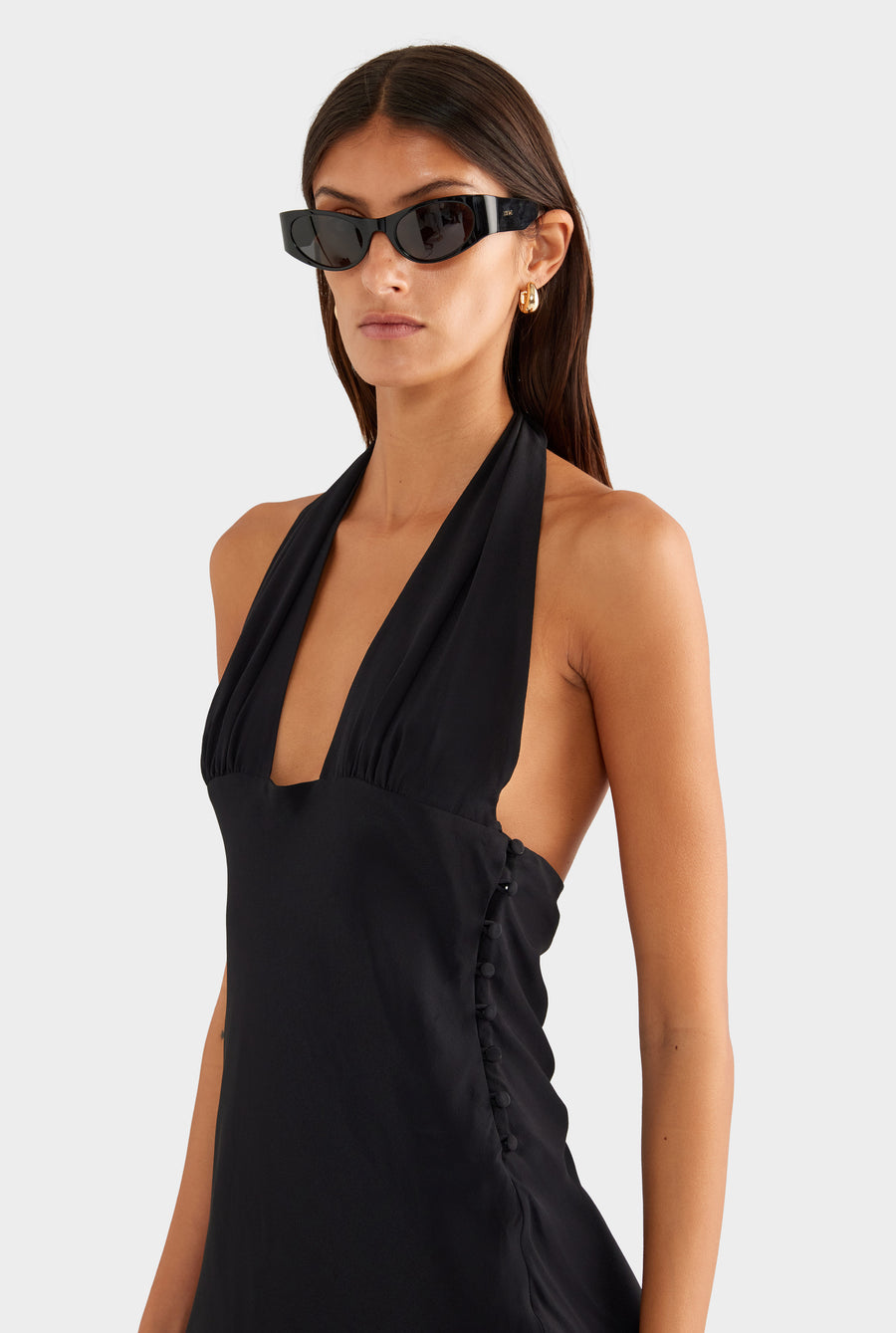 Halter Tie Mini Dress - Black