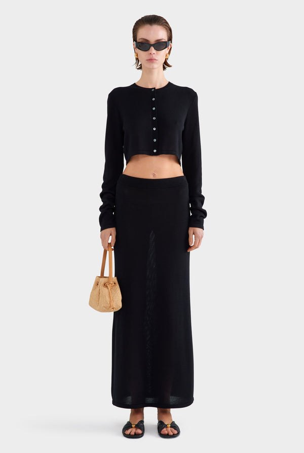 Tencel Silk Knit Skirt - Black