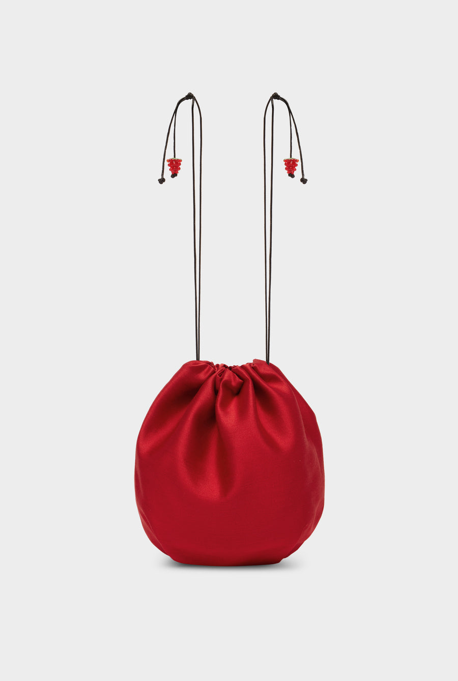 Wool Silk Drawstring Pouch - Red