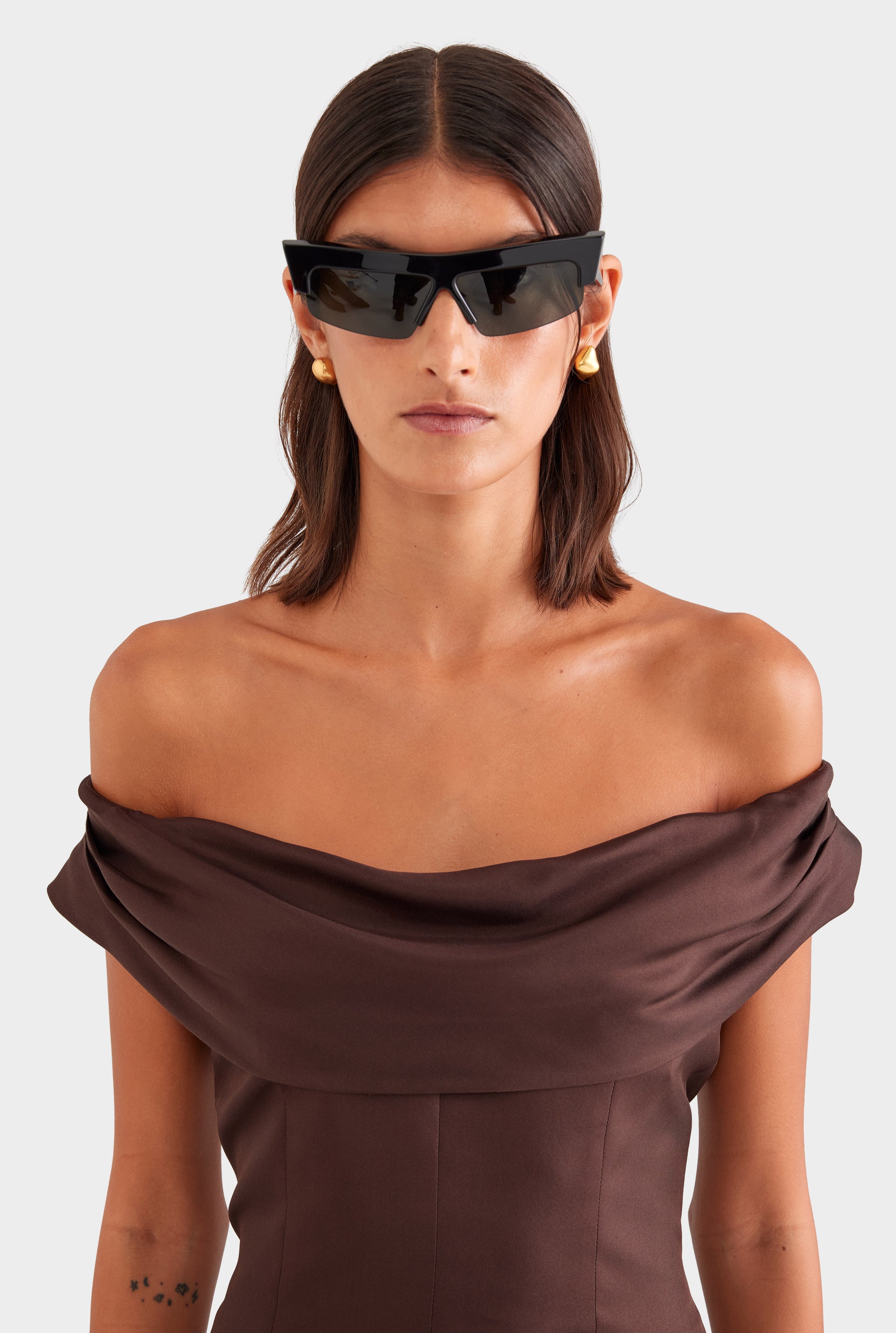 Silk Cowl Neck Bodice - Chocolate