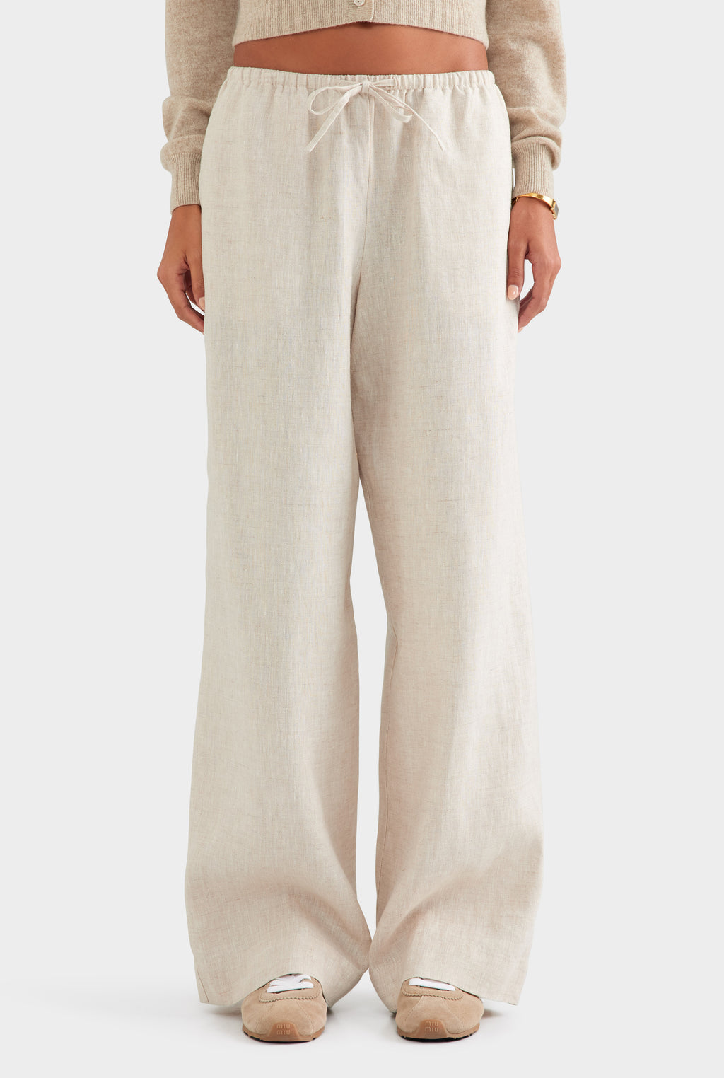 Wide Leg Linen Pant - Sand