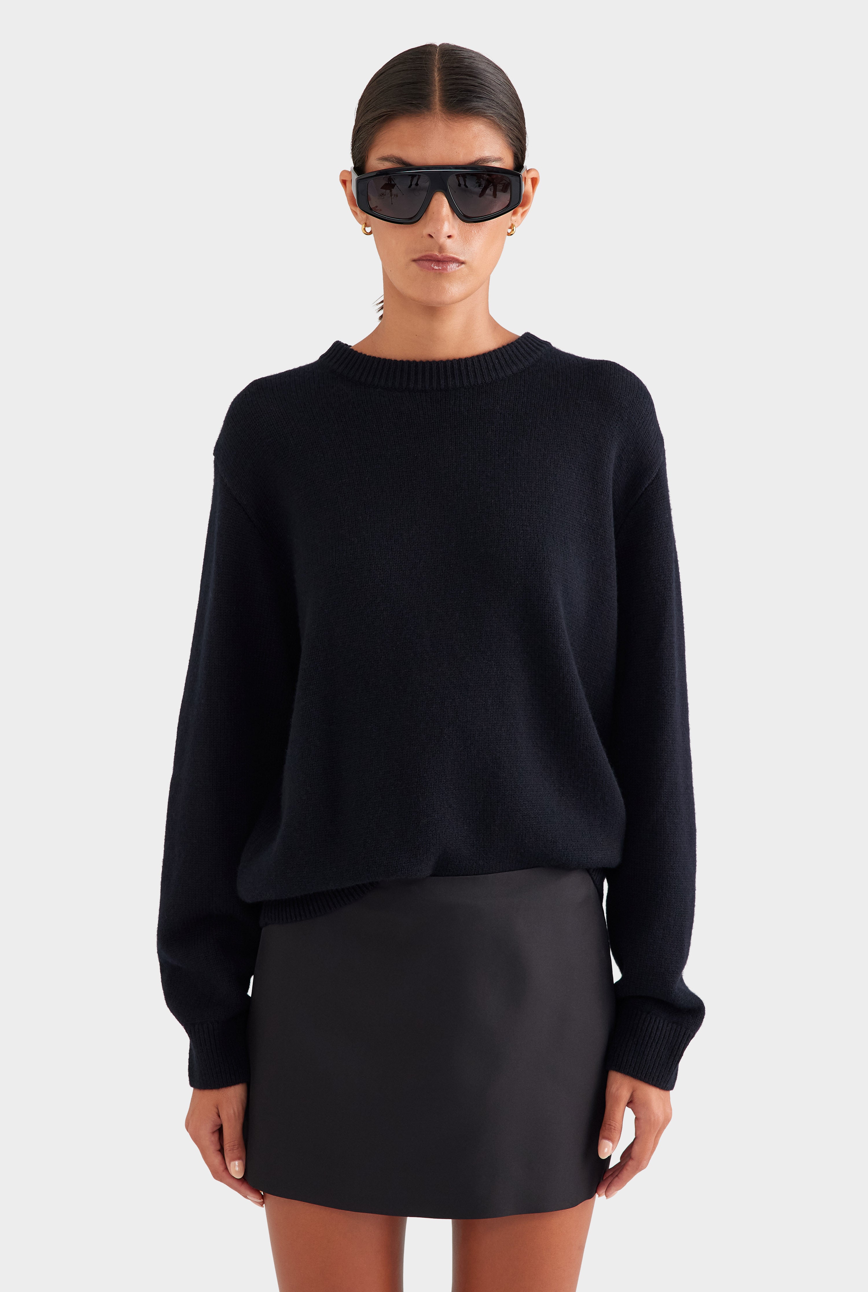 Oversized Wool Cashmere Sweater - Black