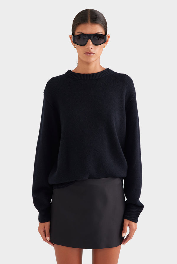Oversized Wool Cashmere Sweater - Black