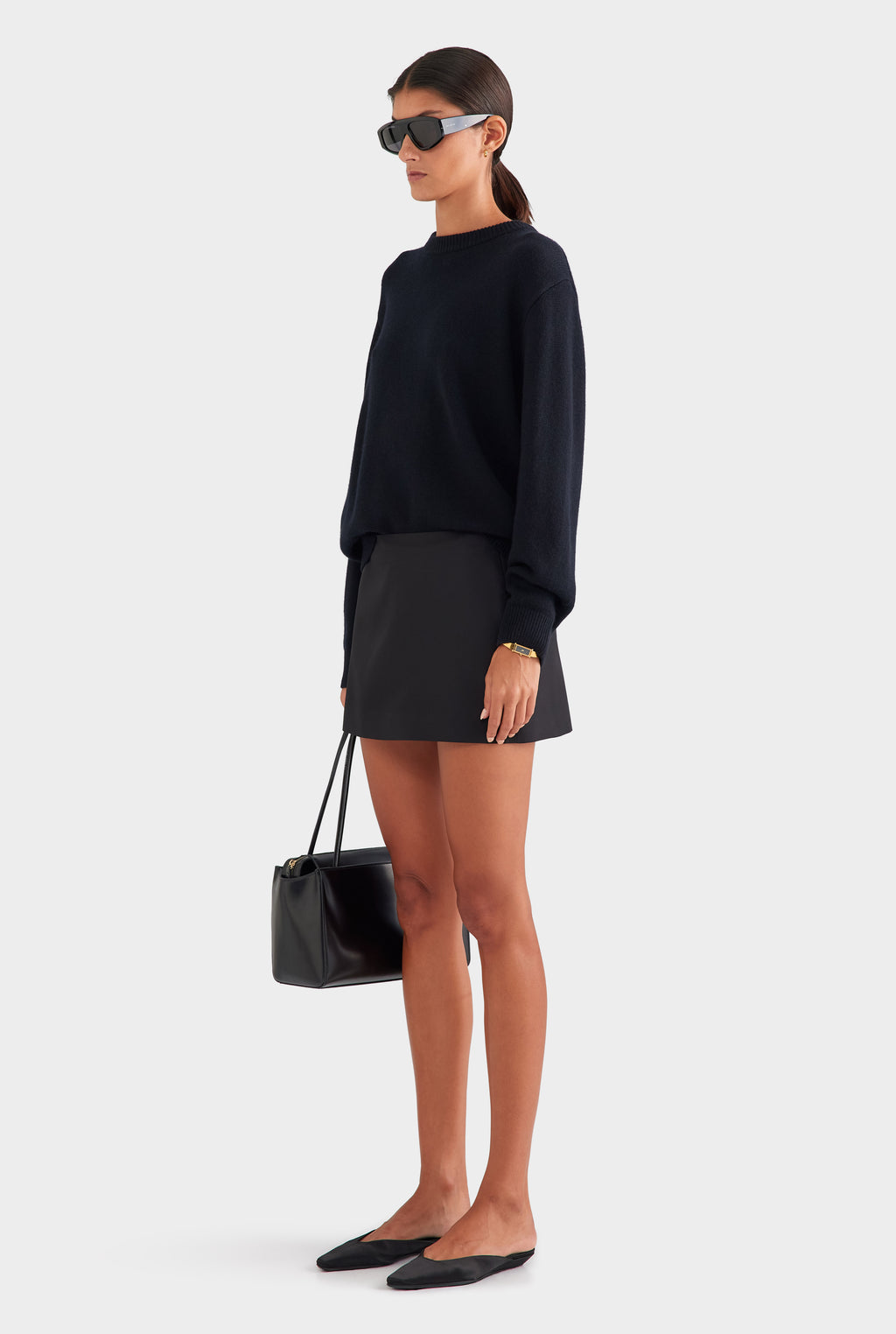 Oversized Wool Cashmere Sweater - Black