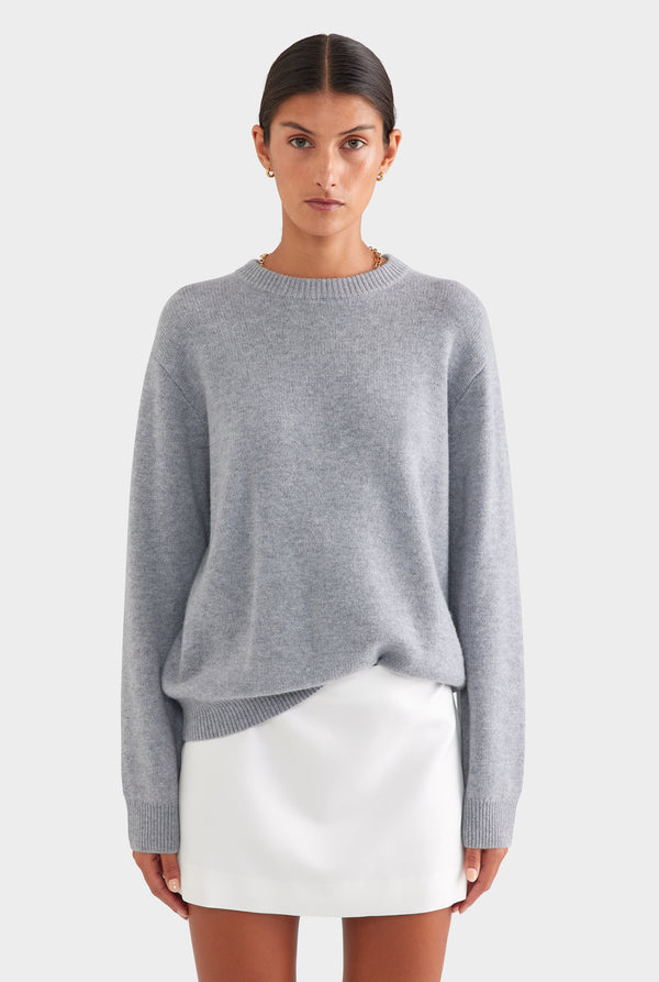 Oversized Wool Cashmere Sweater - Grey Marl