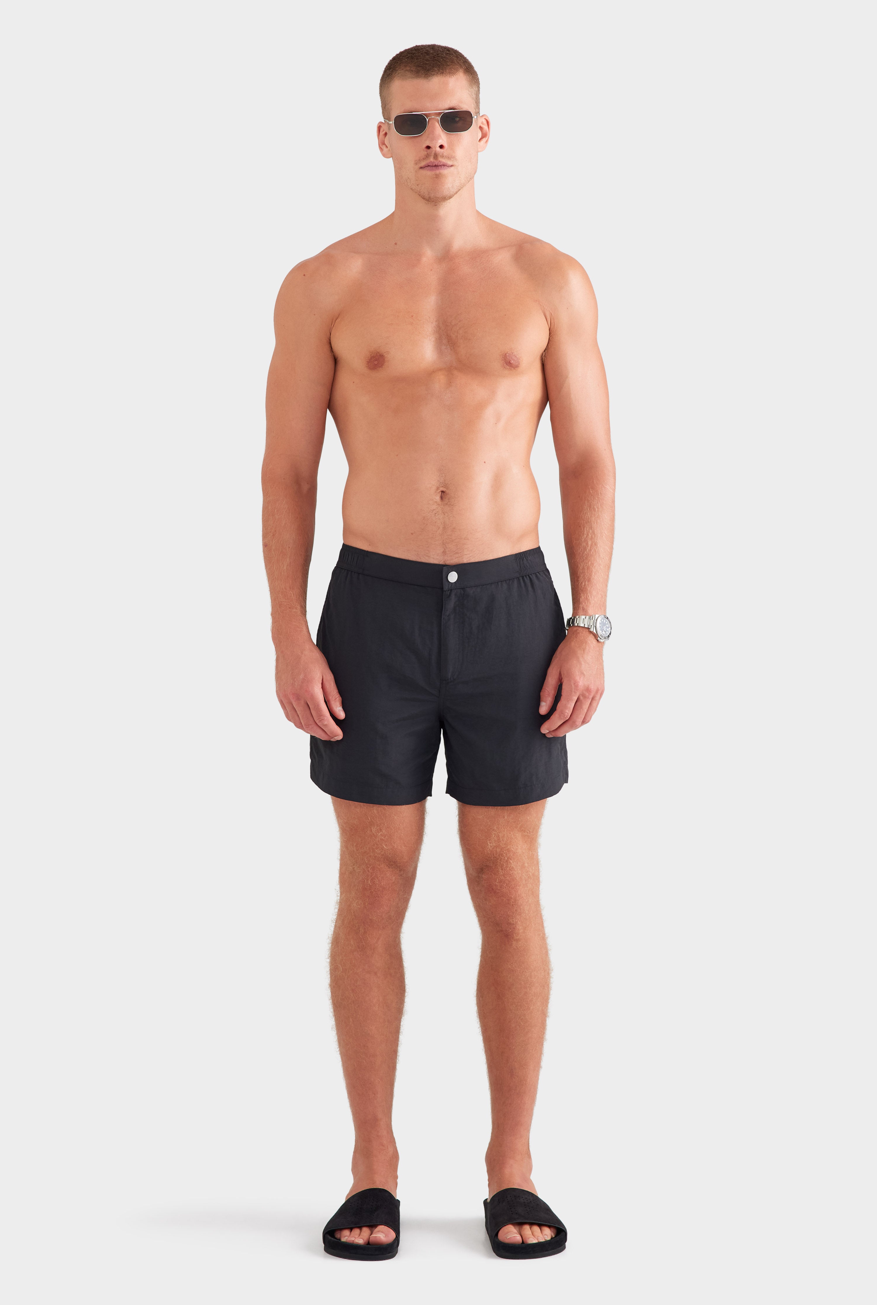 Solid Snaplock Swim Short - Black