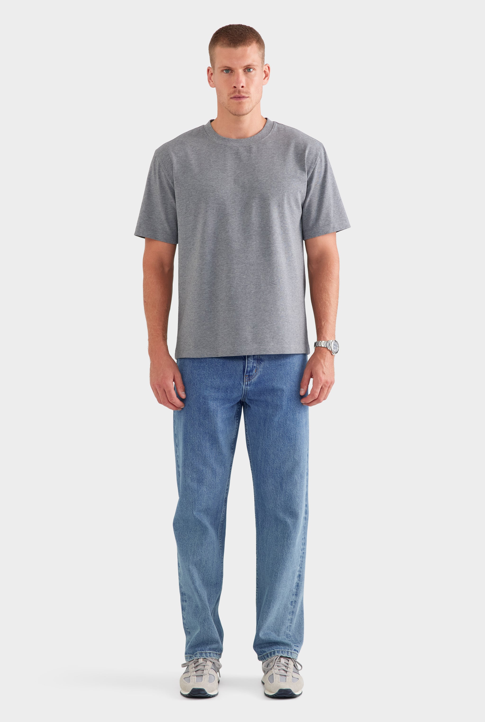 Heavyweight Standard Cotton T Shirt - Dark Grey Marl