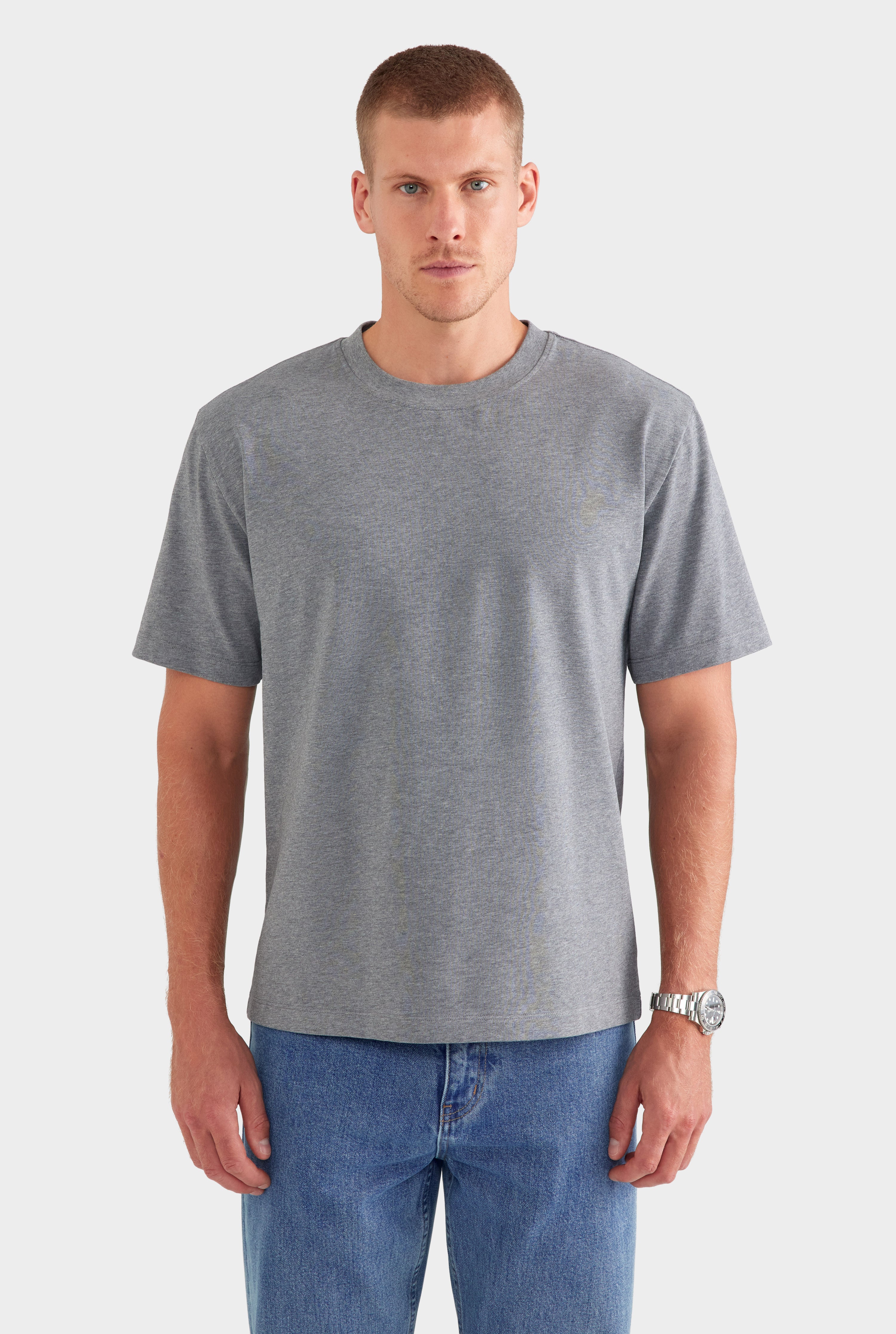 Heavyweight Standard Cotton T Shirt - Dark Grey Marl