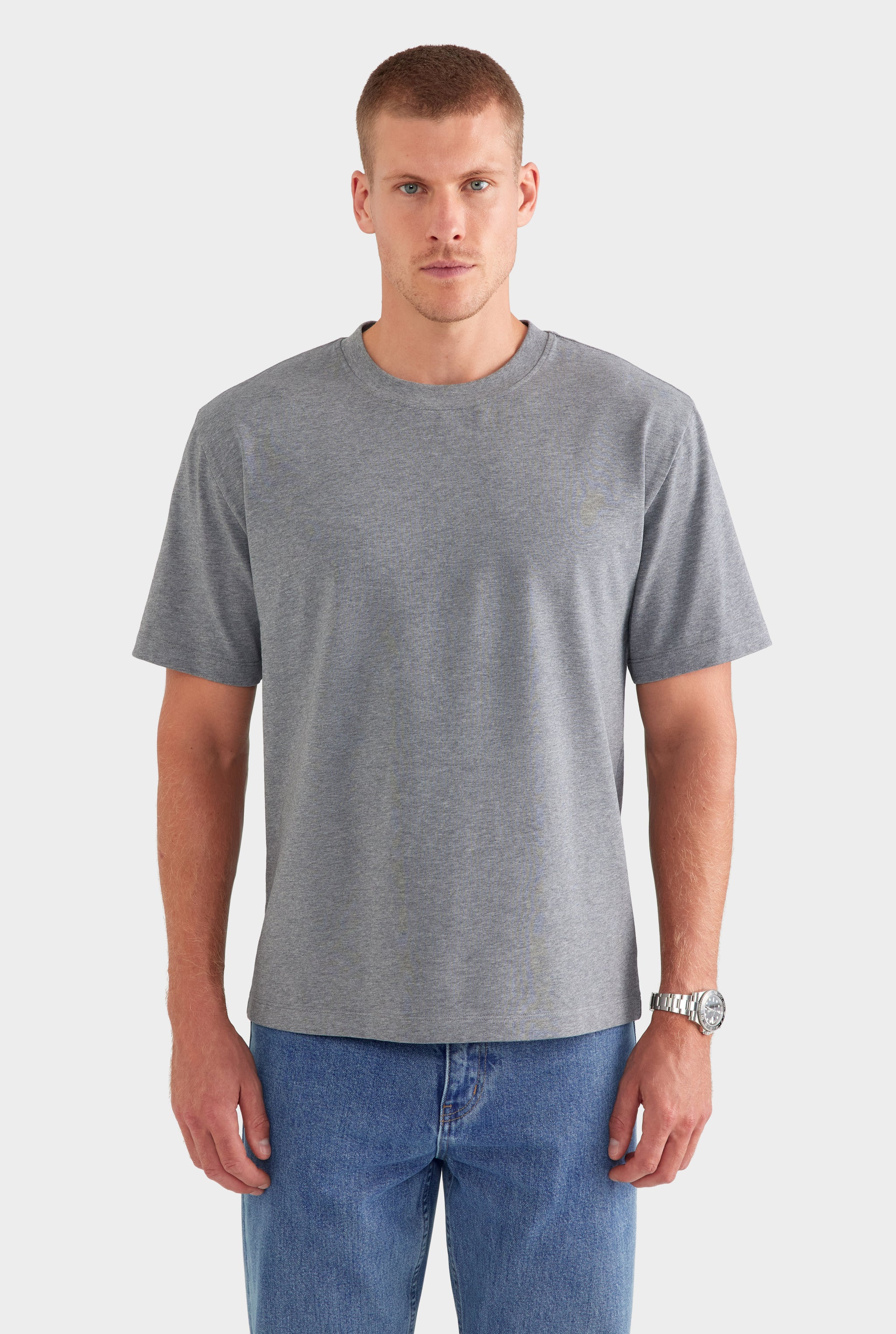 Heavyweight Standard Cotton T Shirt - Dark Grey Marl