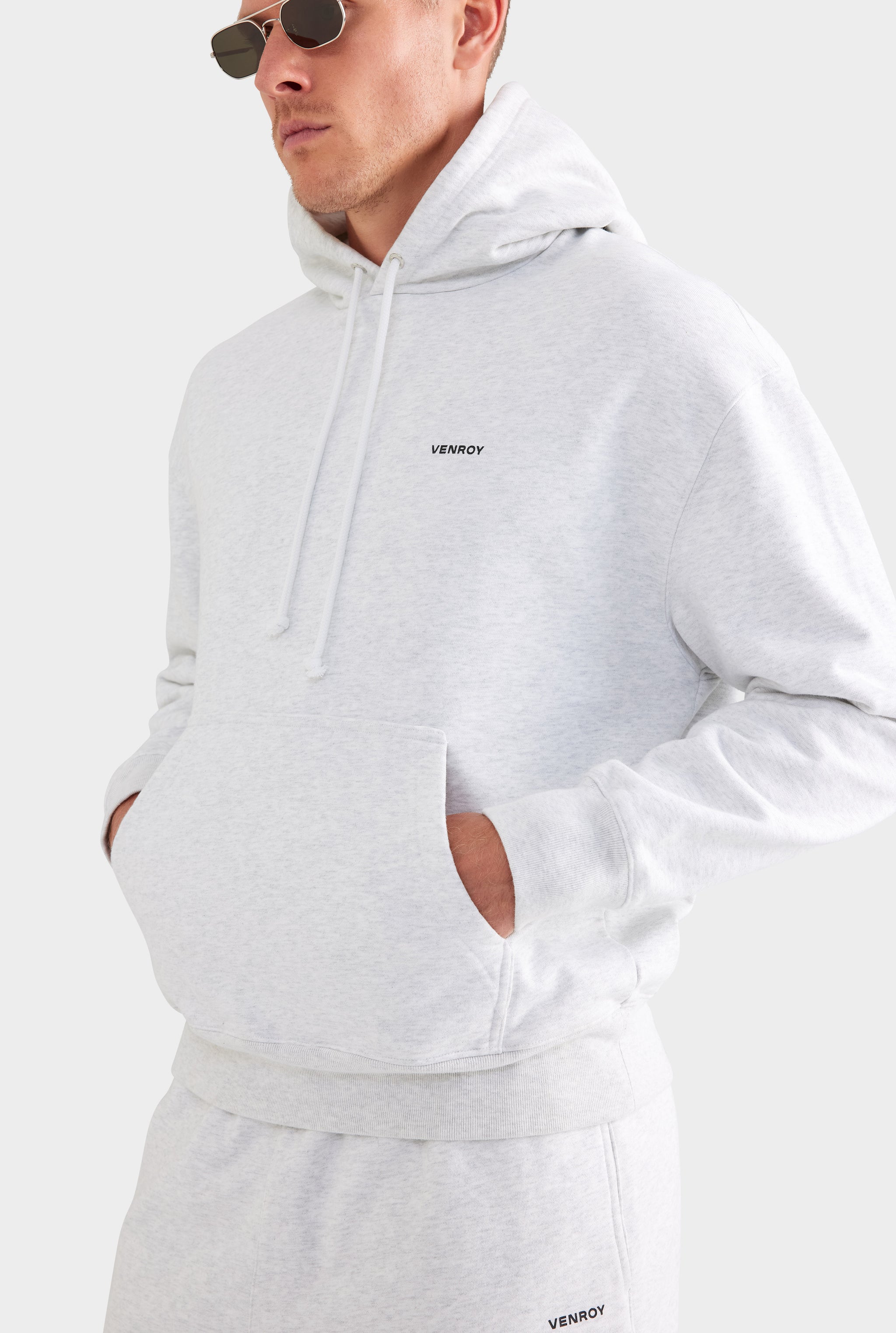 Fleece Track Hoodie - Light Grey Marl