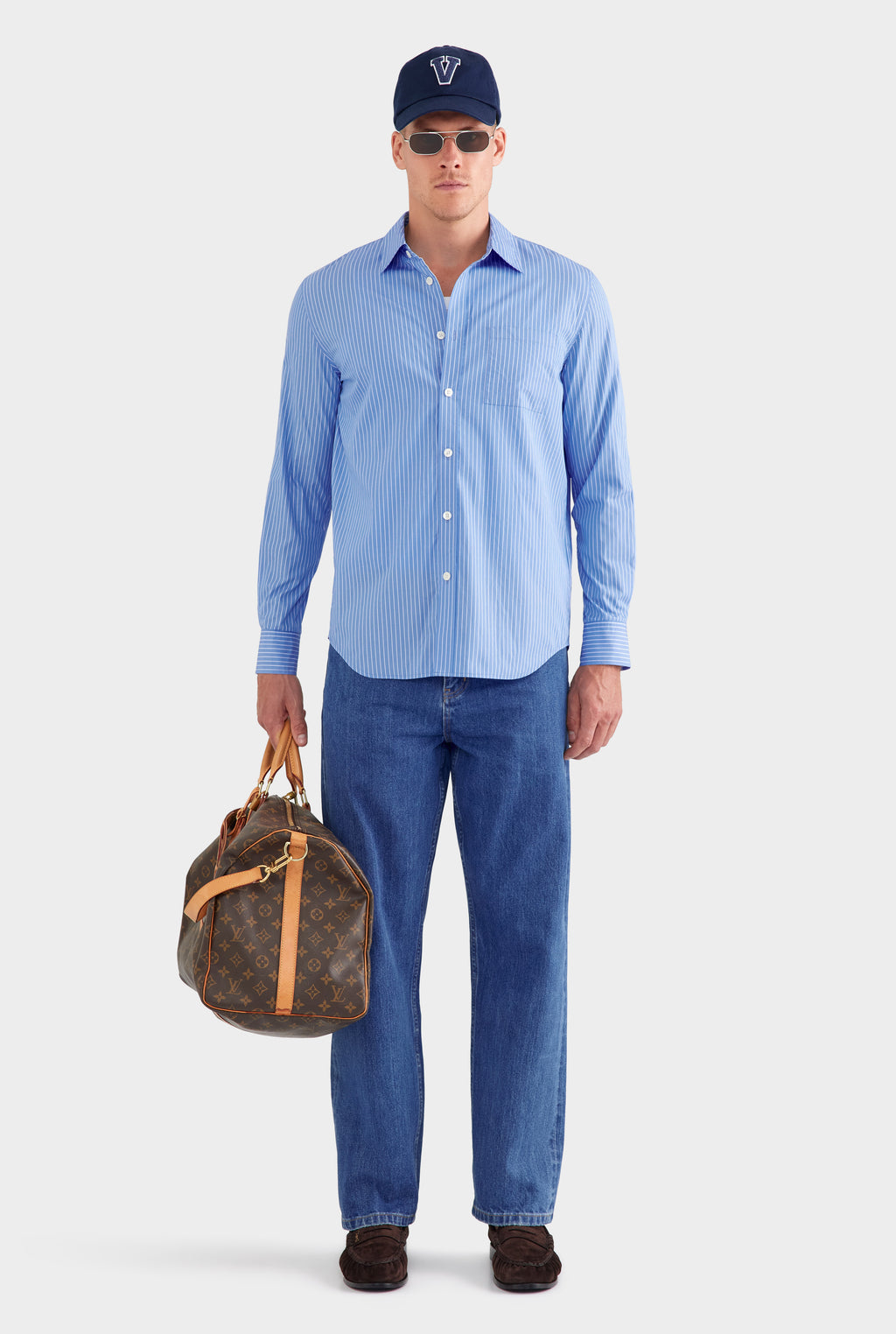 Stripe Cotton Shirt - Blue/White Stripe