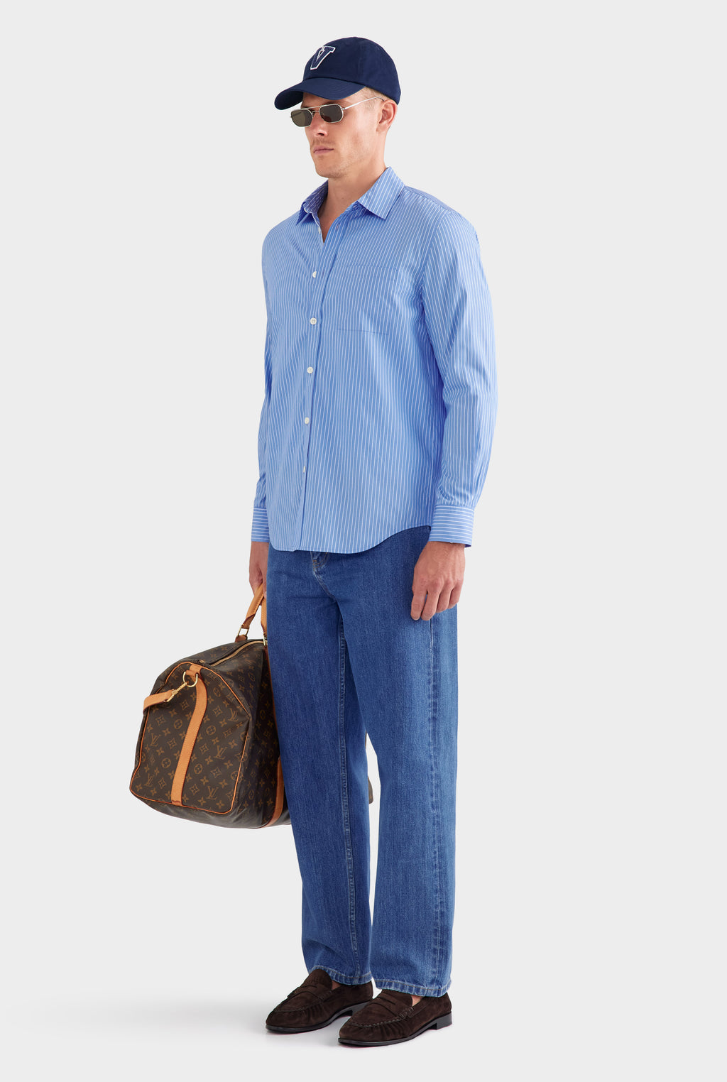 Stripe Cotton Shirt - Blue/White Stripe