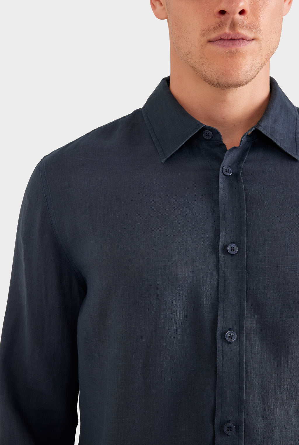 Relaxed Linen Shirt - Navy