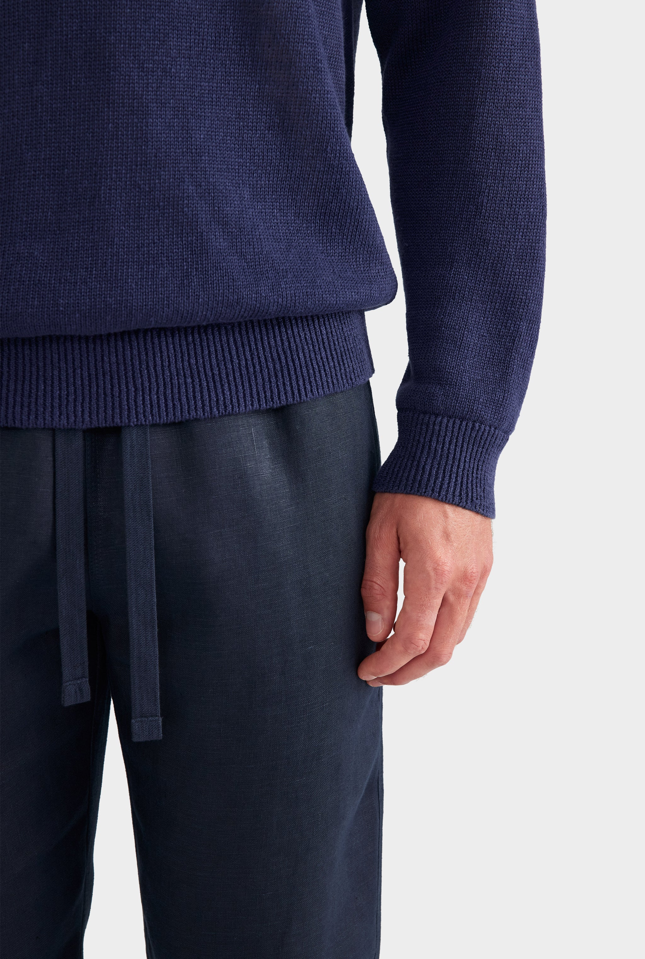 Linen Raglan Sweater - Navy