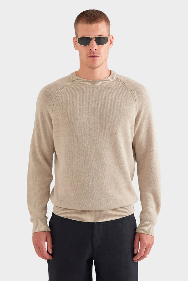 Linen Raglan Sweater - Taupe