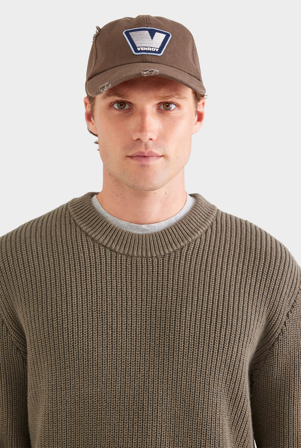 Relaxed Cotton Knit Sweater - Smokey Olive