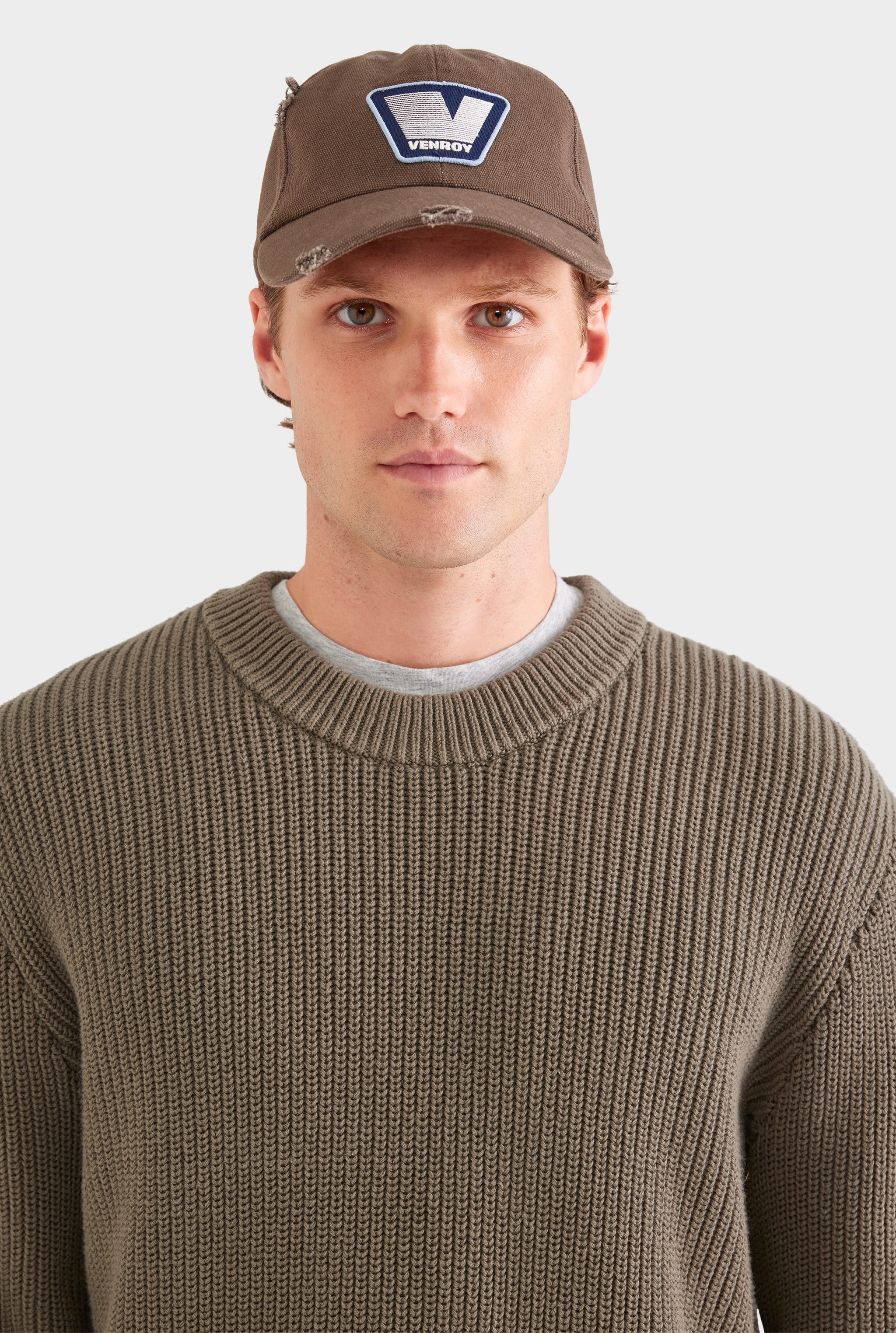 Relaxed Cotton Knit Sweater - Smokey Olive