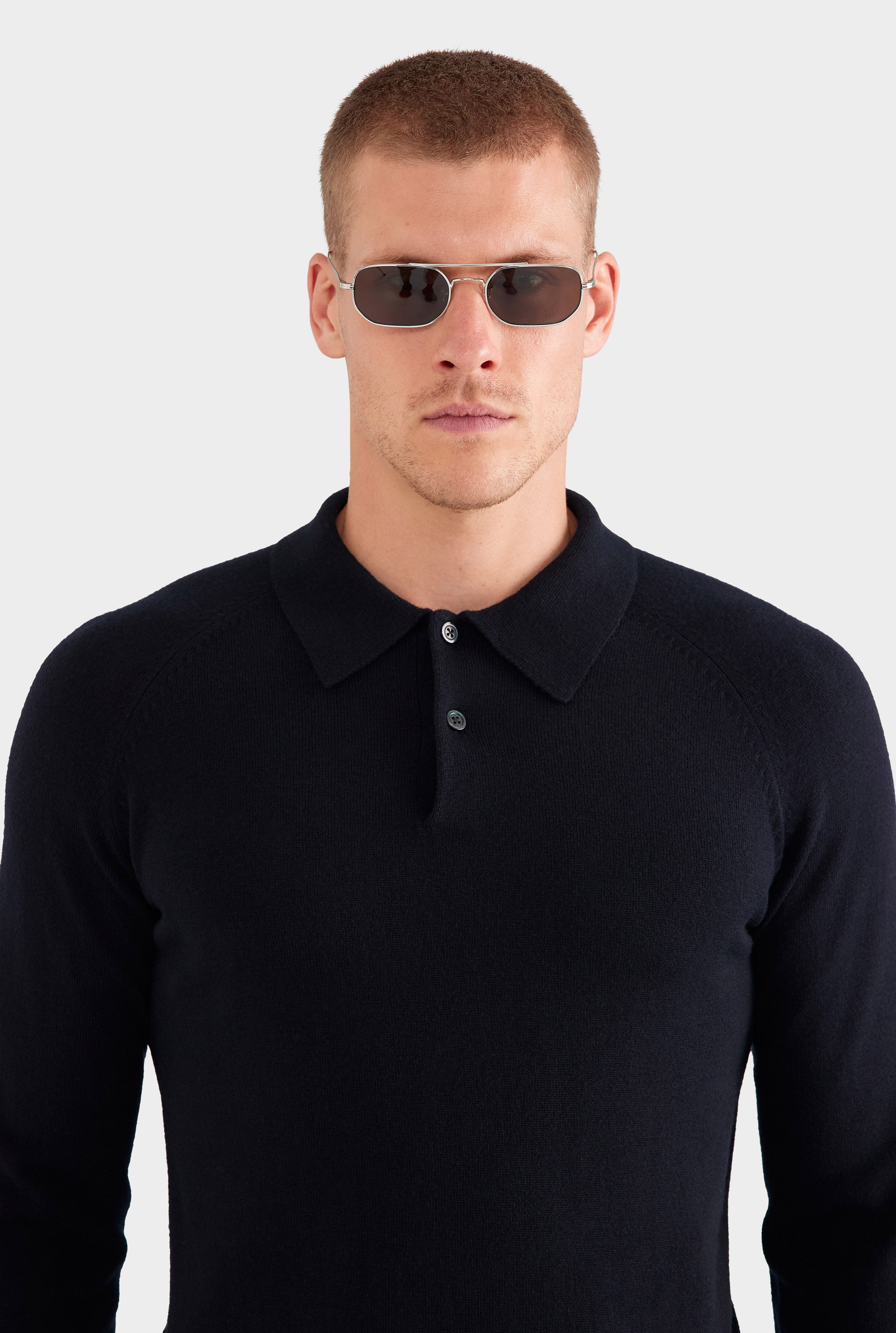 Mens Merino Wool Knit Polo Black | Venroy – VENROY