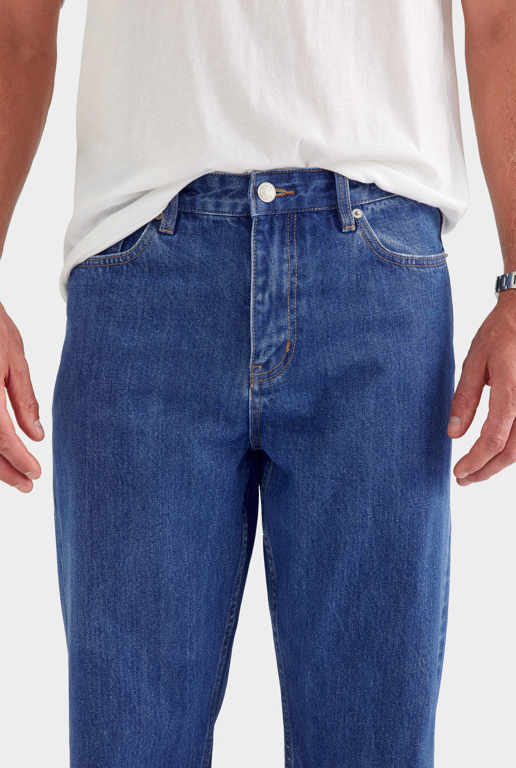 Straight Leg Denim Jean - Mid Blue