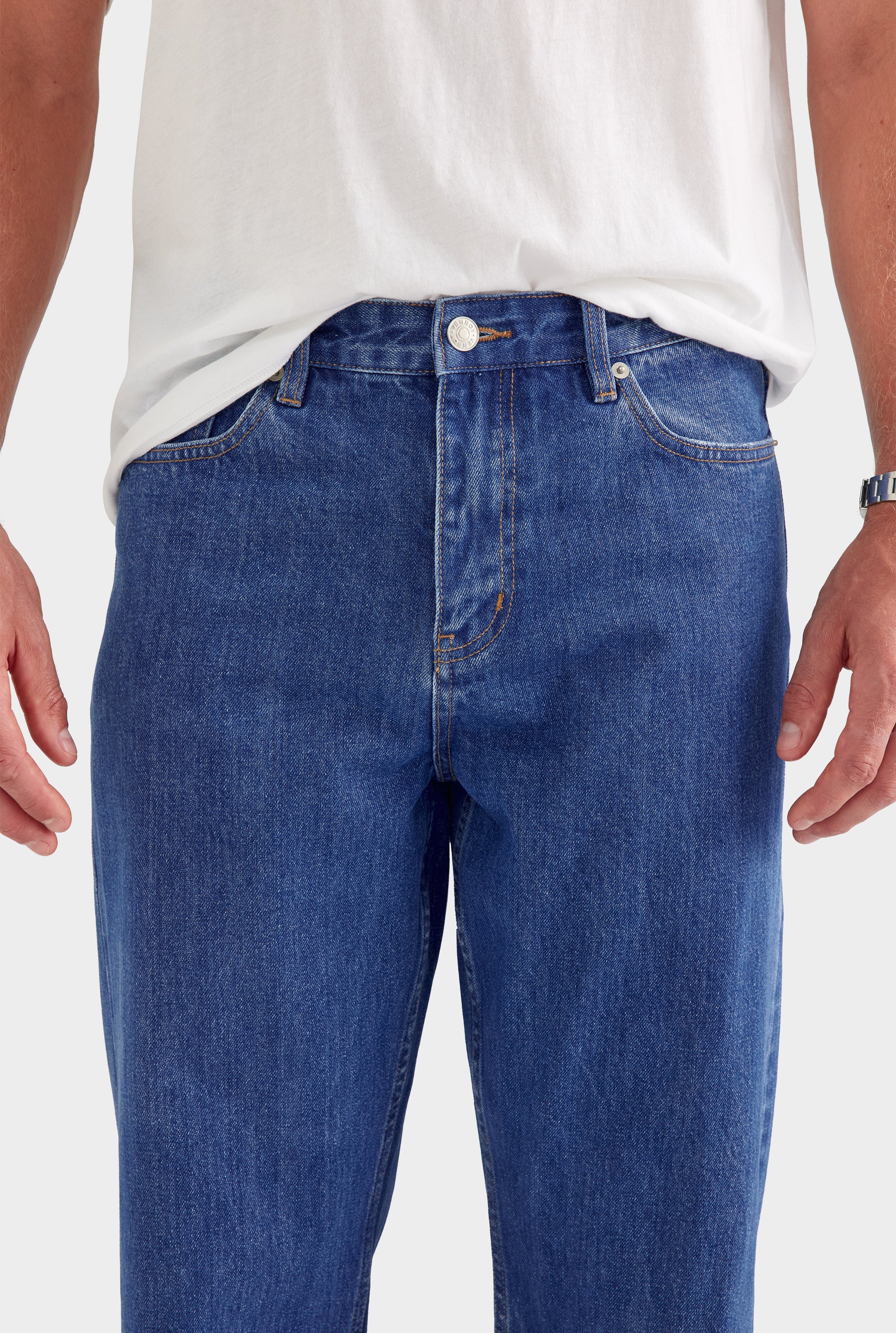 Straight Leg Denim Jean - Mid Blue