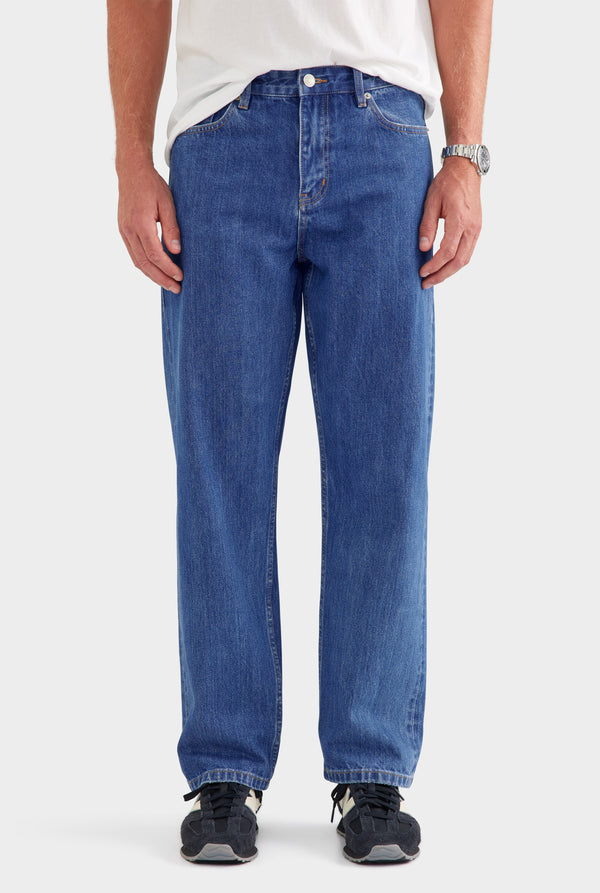 Straight Leg Denim Jean - Mid Blue
