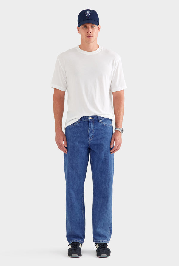 Straight Leg Denim Jean - Mid Blue