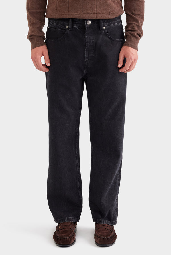 Straight Leg Denim Jean - Washed Black