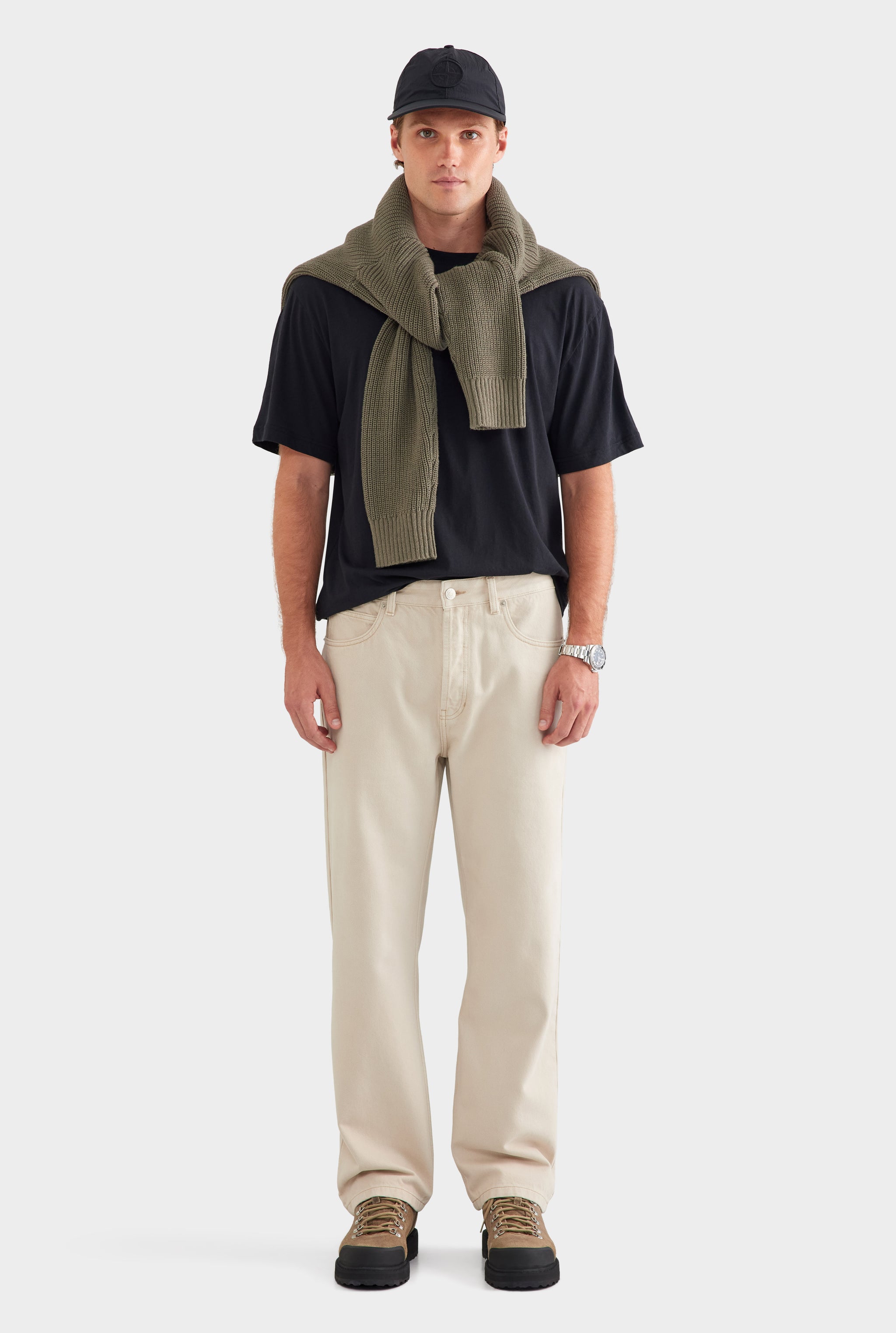 Pigment Dyed Straight Leg Denim Jean - Washed Stone