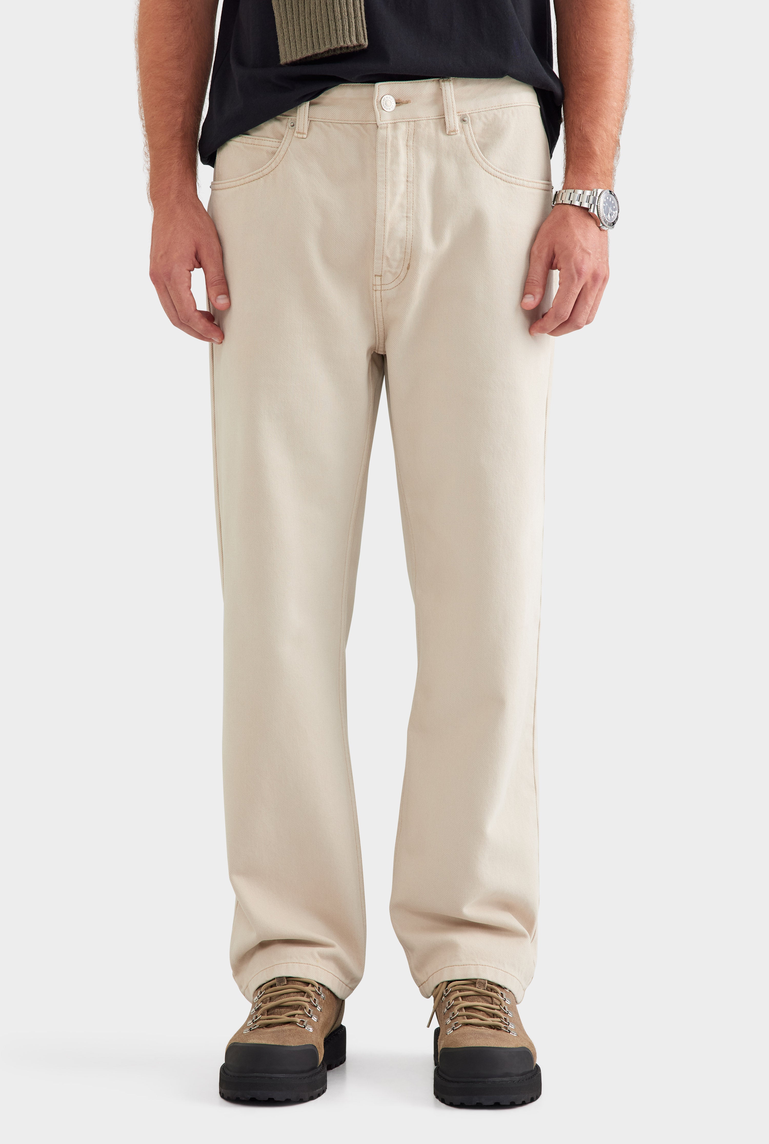 Pigment Dyed Straight Leg Denim Jean - Washed Stone
