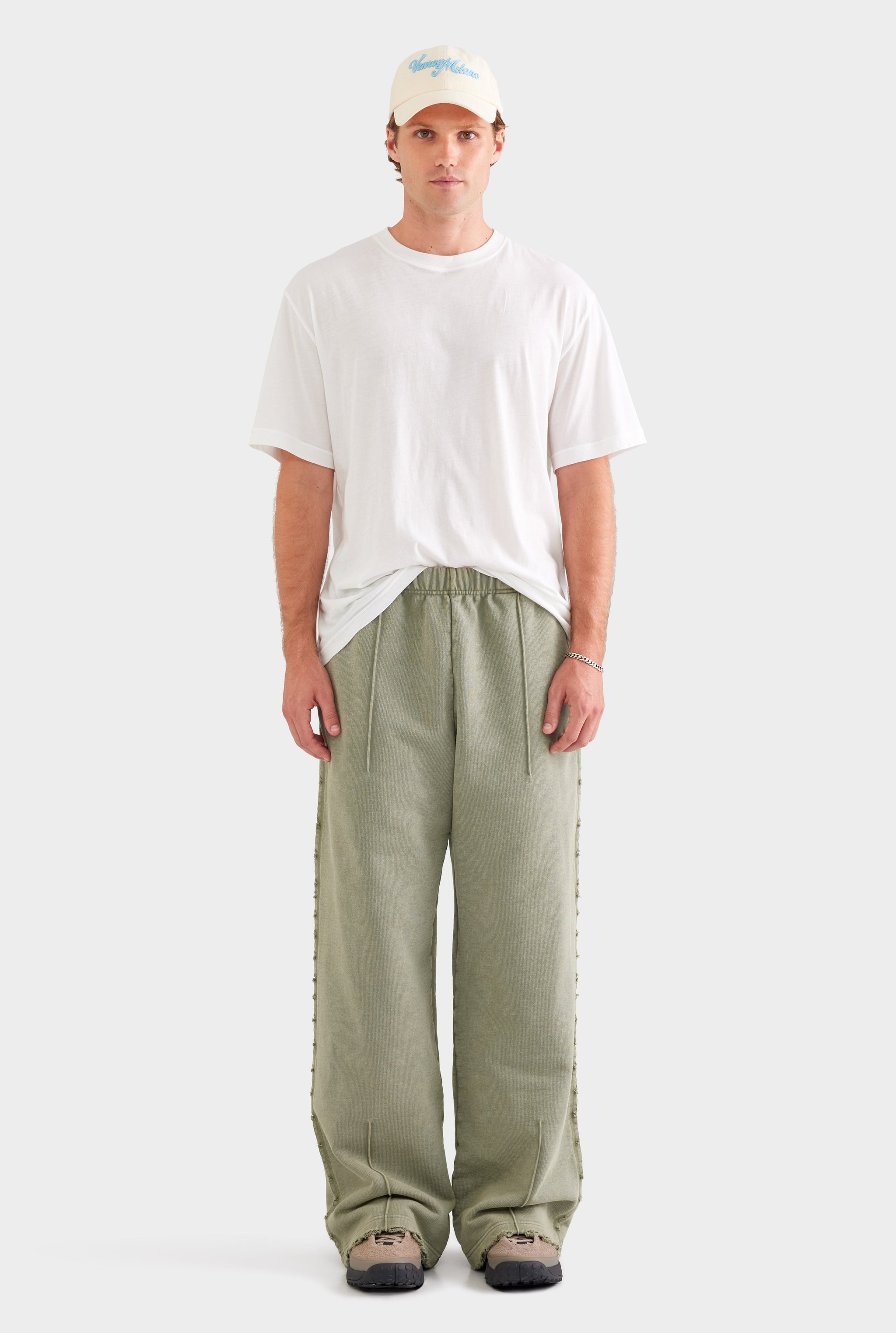 Distressed Heavyweight Track Pant - Washed Olive