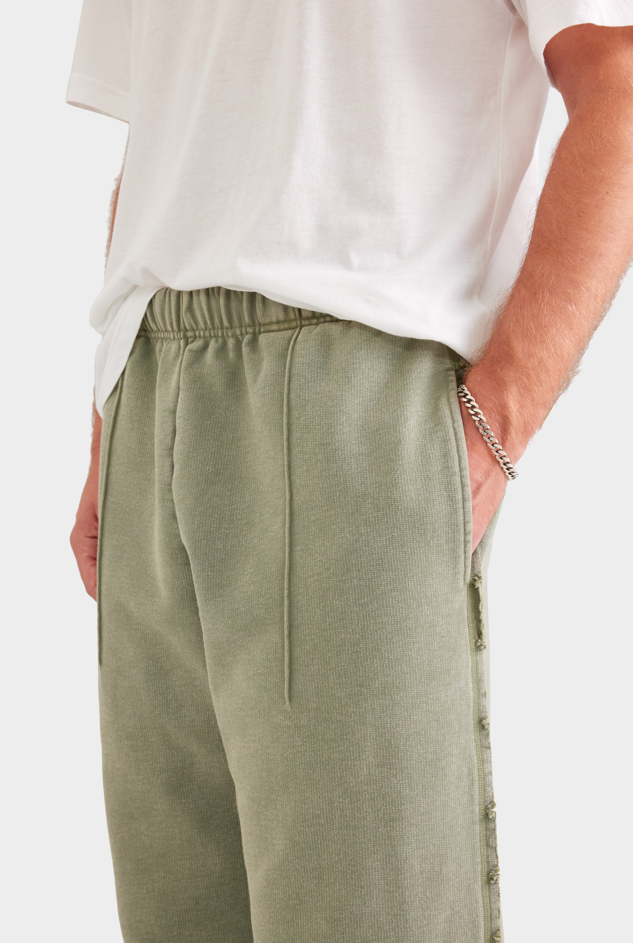 Distressed Heavyweight Track Pant - Washed Olive