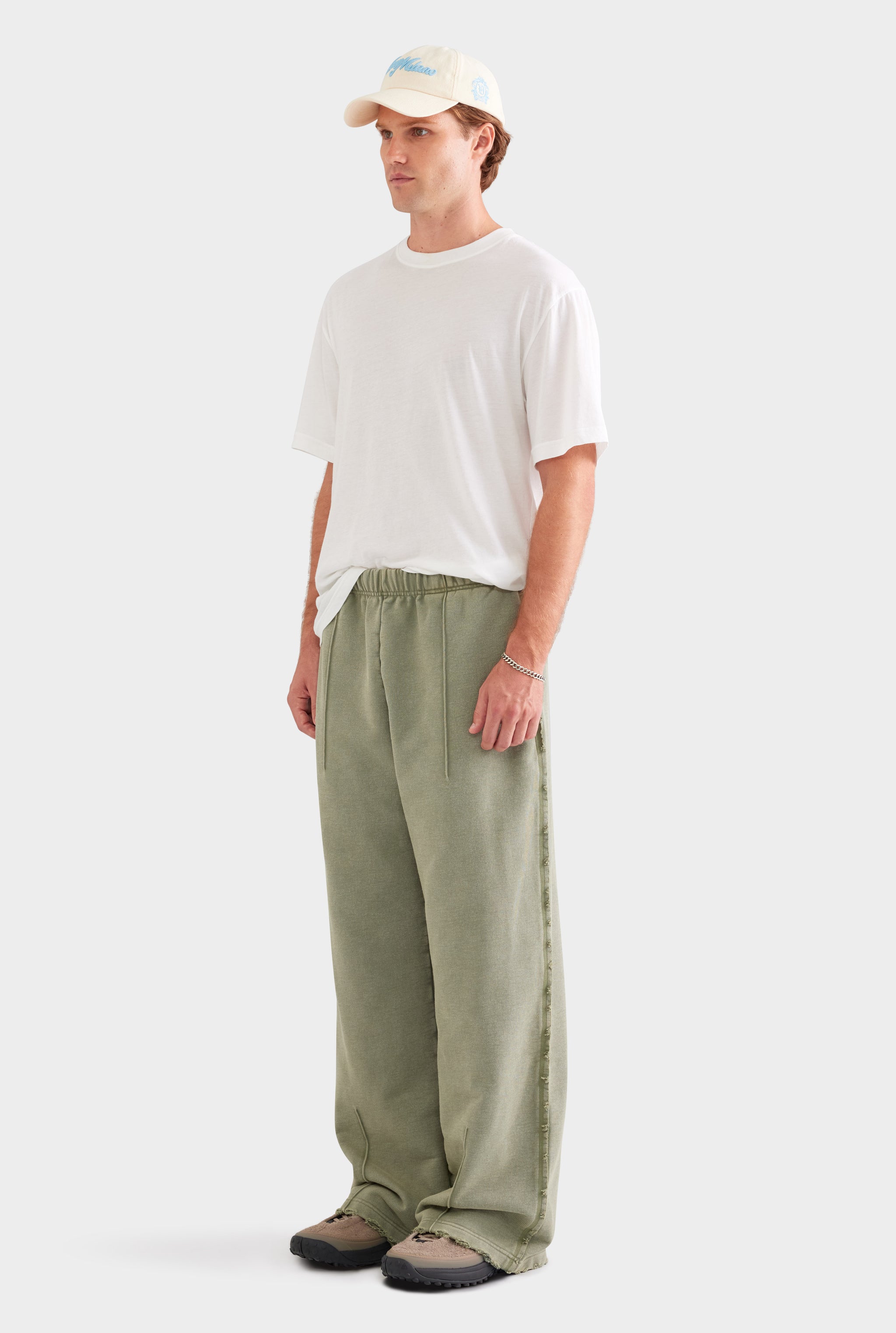 Distressed Heavyweight Track Pant - Washed Olive