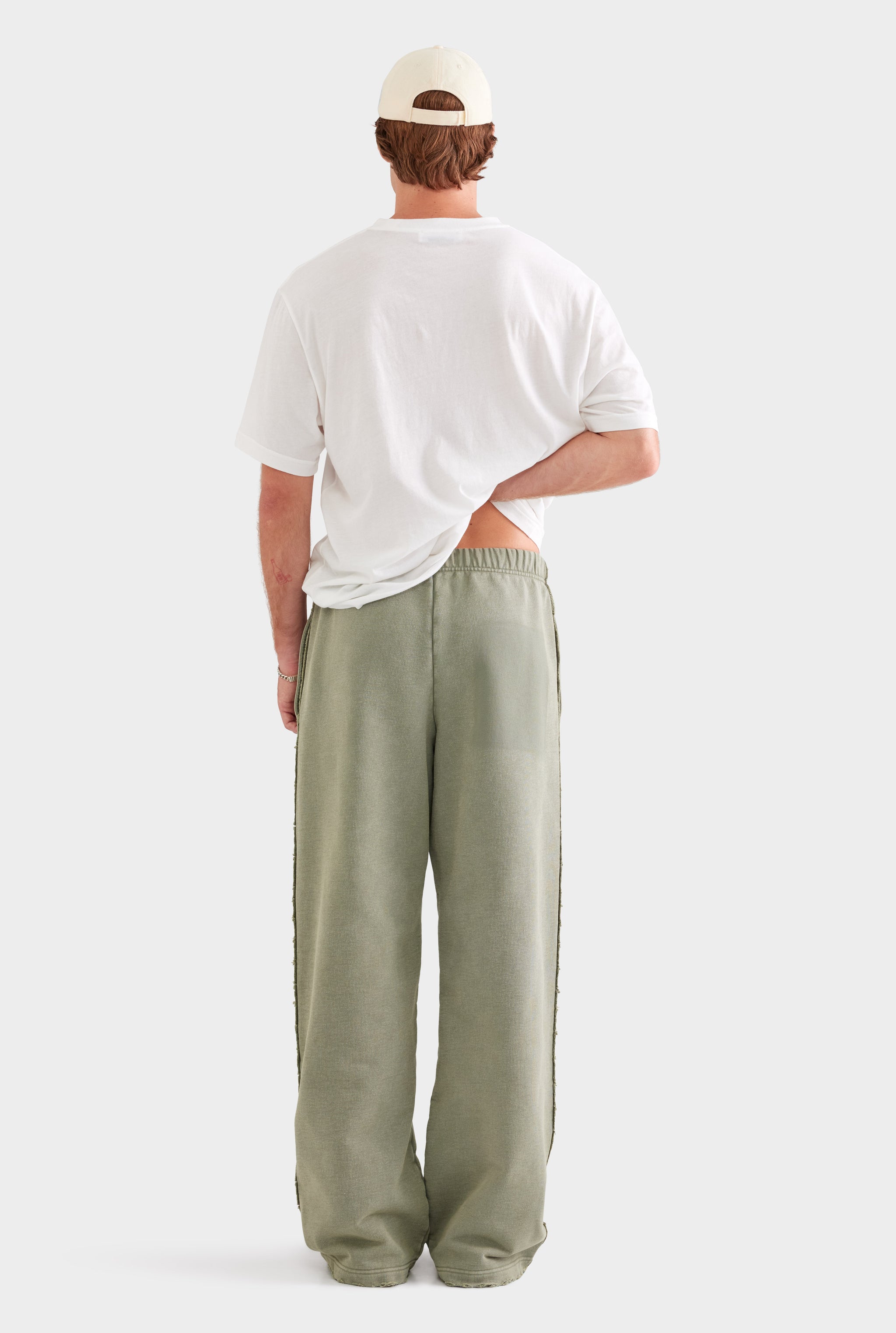Distressed Heavyweight Track Pant - Washed Olive