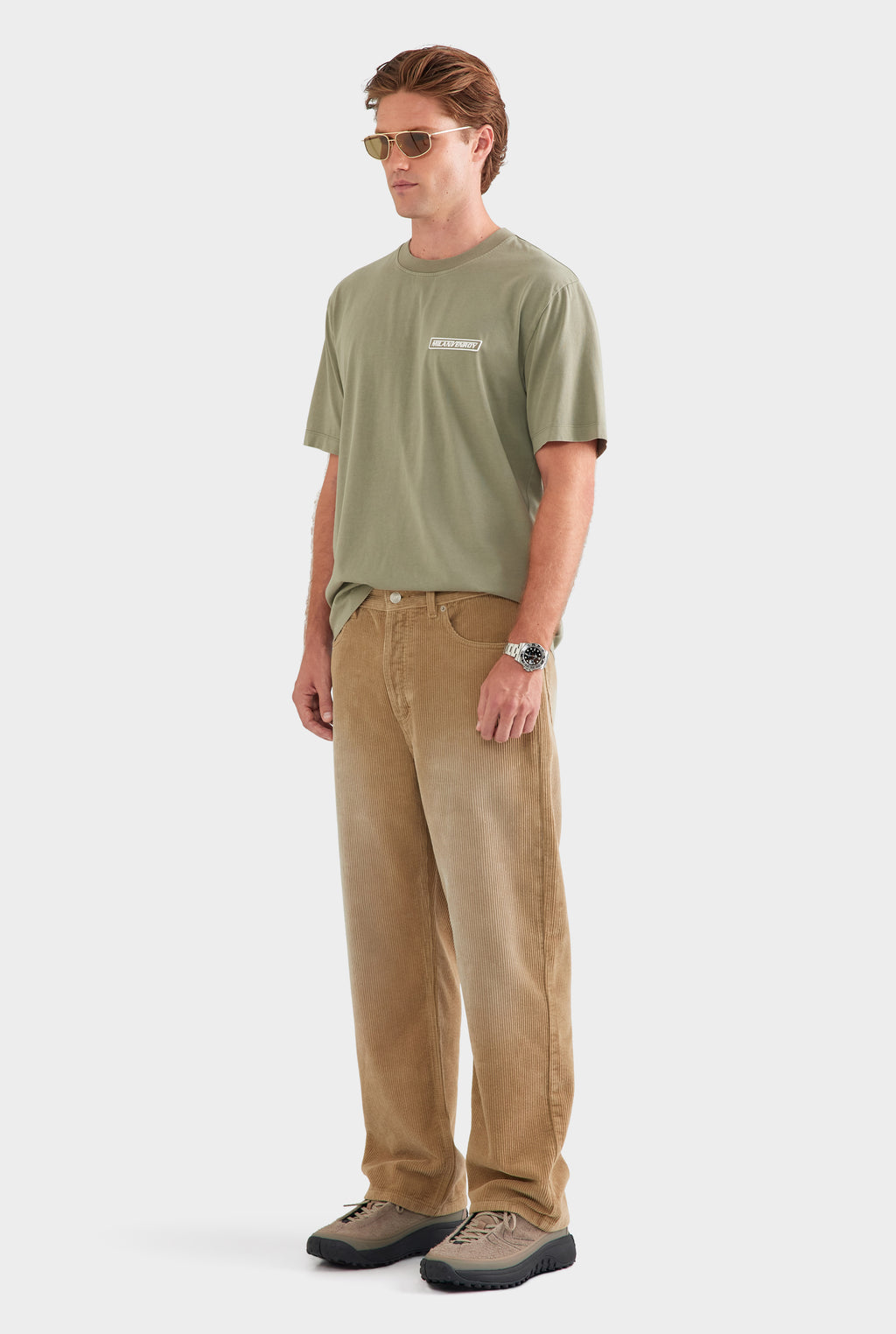 Straight Leg Cord Jean - Washed Beige
