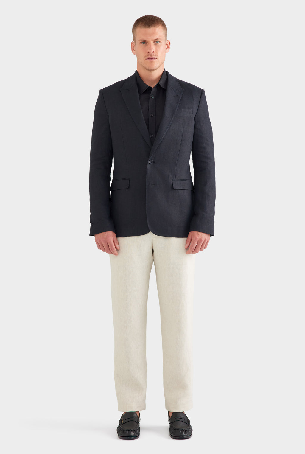 Tailored Linen Suit Jacket - Black