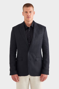 Tailored Linen Suit Jacket - Black