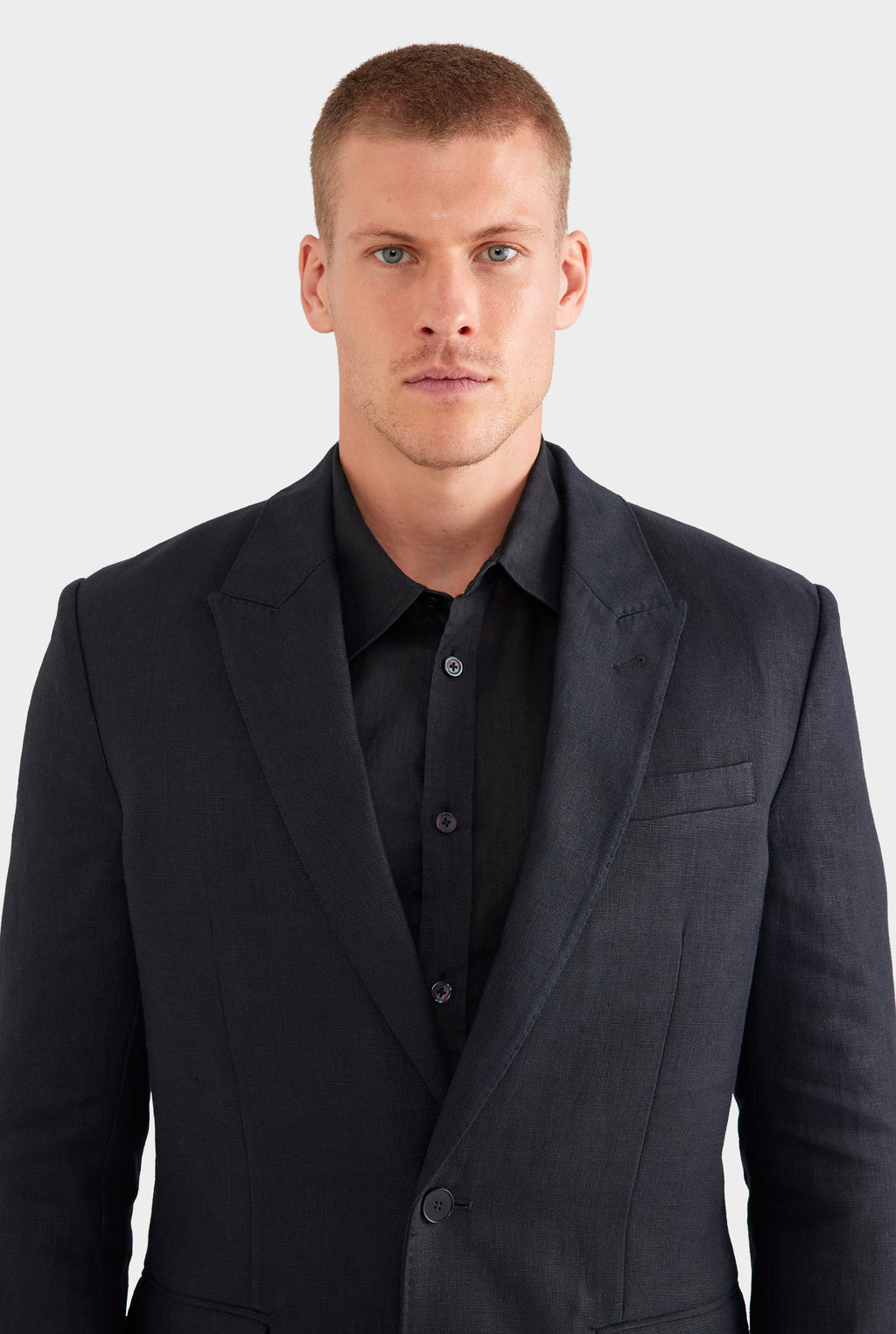Tailored Linen Suit Jacket - Black