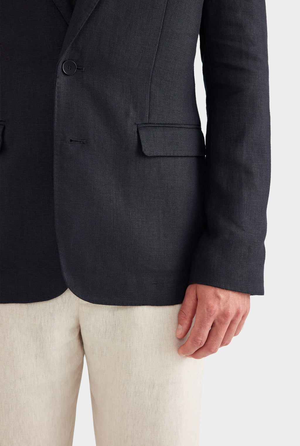 Tailored Linen Suit Jacket - Black