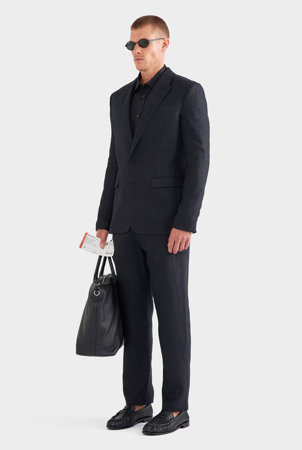 Tailored Linen Suit Jacket - Black