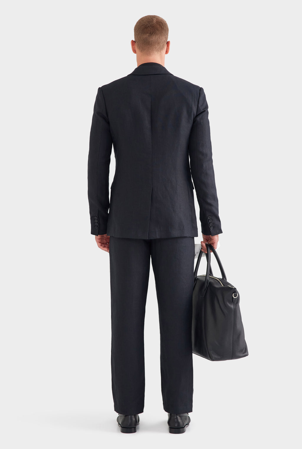Tailored Linen Suit Jacket - Black